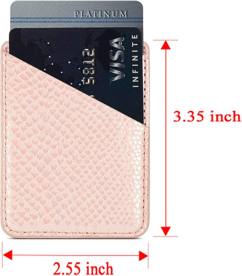 LUVI Phone Card Holder Wallet Sticky Phone Wallet PU Leather Wallet with Glossy Holographic Gradient Ramp Snake Skin Design Pocket Pouch Sleeve Sl...