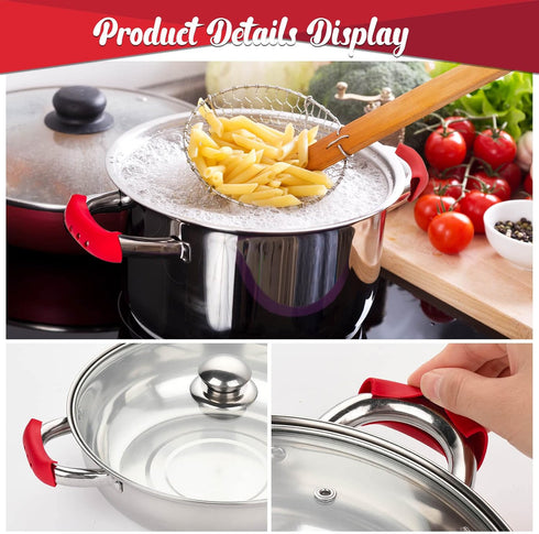 2 Pcs Cast Iron Handle Cover, Silicone Hot Handle Holder, Heat Resistant Cast Iron Skillet Handle Covers Potholder for Frying Pans and Griddles Ki...