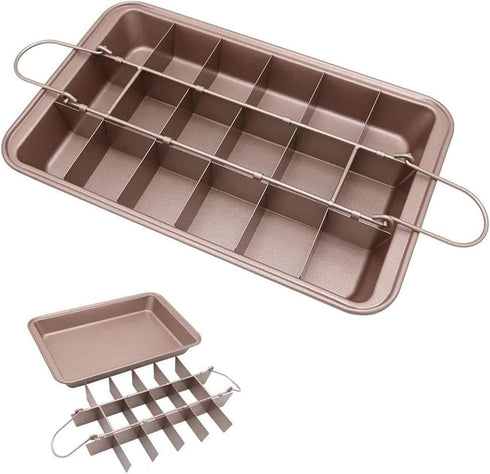 Brownie Pan with Dividers, Non-Stick Backing Pan, Brownie Pan, Lasagna Pan, Brownie Trays,18 Pre-slice Brownie Pan All Edges, Muffin and Cupcake P...