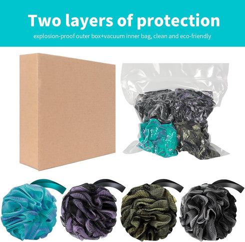 Bath Loofah Shower Sponge Body Back Scrubber Soft Mesh Shower Puffs Exfoliating Loofa for Women & Men Bath Accessories Cleaning Tool(4Pack 60G Dar...