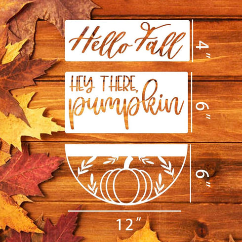 Fall Stencils for Painting Pumpkin Stencil Fall Leaves Maple Stencil Half Round Hello Autumn Drawing Templates for Door Porch Hanger Fall Wreath H...