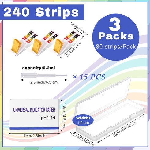 pH Test Strips with Test Pipette Droppers and 1 Storage Case Full Range 1-14 Universal pH Test Litmus Paper pH Strips Water pH Tester pH Paper Tes...