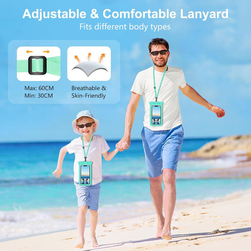 Gritin Waterproof Phone Pouch,2Pack IPX8 Waterproof Phone Case Bag for Swimming,Adjustable Lanyard Underwater Phone Dry Bag for iPhone 15 14 13 12...