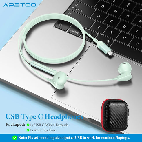 USB C Headphones for iPhone 15 Plus iPad 10th/Pro,USB Type C Earphones Stereo USB C Wired Earbuds with Mic Volume Control for Samsung S24 Ultra S2...