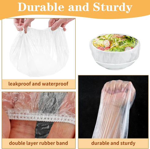 Plastic Bowl Covers, 200 PCS Food Covers, Bowl Covers for Bread Proofing, Plastic Covers for Bowls With Elastic, Reusable Fresh Keeping Bags...