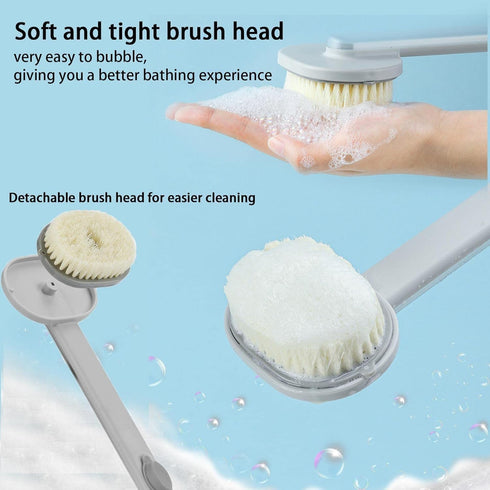 Back Scrubber for Shower, Long Handle Bath Massage Cleaning Brush with Soap Dispenser, Long Handle Liquid Bath Brush, Back Scrubber for Shower, Ba...