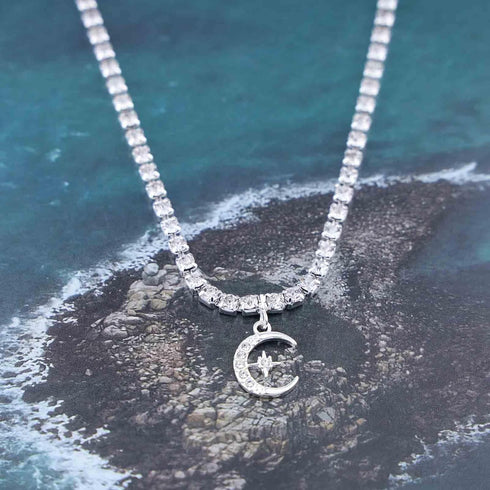 Boho Moon Star Anklet Bracelet Vintage Crystal Moon Ankle Bracelet CZ Tennis Chain Ankle Chain Bracelet Personalized Star Foot Chain Jewelry for W...