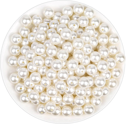 Pearl Beads for Craft, Anezus 200pcs Ivory Faux Fake Pearls, 12 MM Sew on Pearl Beads with Holes for Jewelry Making, Bracelets, Necklaces, Hairs, ...