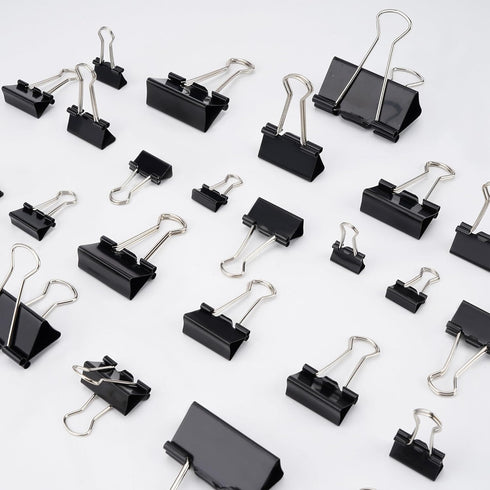 Small Binder Clips and paper clips (144Pcs) 0.75 Inch(3/4 Inch),Black metal Small Paper Clamps for Office, Home, School...