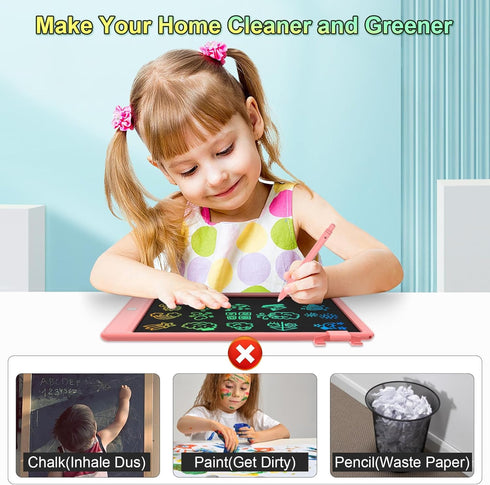 LCD Writing Tablet for Kids, 12.9 Inch Colorful Toddler Doodle Board Tablet, Erasable Drawing Pad, Learning Toy for 3-8 Years Old Boys Girls - Chr...