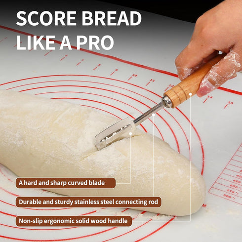 Baker's Essential Sourdough Baking Supplies Set, Lame Bread scoring tool, 12-Inch Serrated Cutting Knife for Homemade Bread or Cakes, Bread Making...