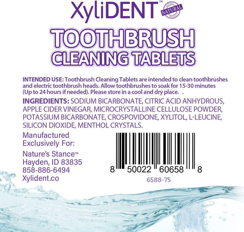 XyliDENT Toothbrush Cleaning Tablets, Dental Cleaner for Manual Toothbrushes and Electric Toothbrush Heads, Natural Formula Deep Cleans and Bright...