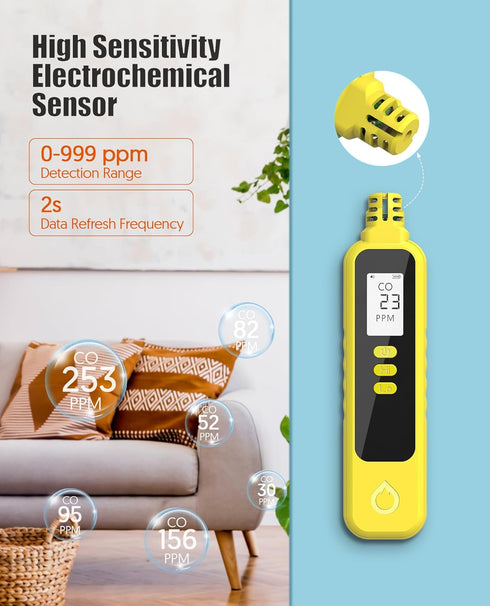 Carbon Monoxide Detectors, Portable CO Detector Battery Powered, Handheld Carbon Monoxide Monitor Alarm Detector with LCD Display for Home/Outdoor...