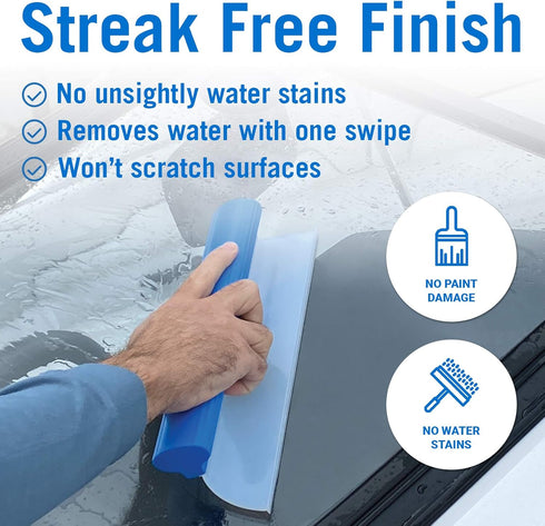 Silicone Car Window Squeegee for Boat Windshields, RVs, and Auto Cleaning, Water Blade Wiper and Cleaner for Glass, Mirrors, and Shower Doors...