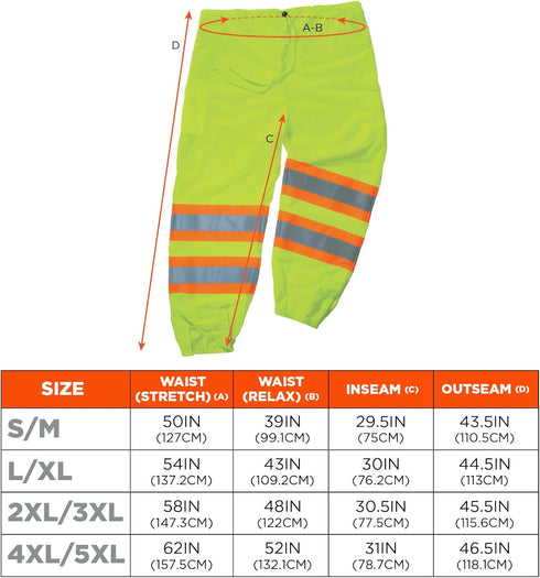 Ergodyne unisex adult Class Two-tone Reflective Safety Pants, Lime, Large-X-Large...