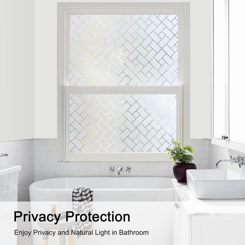 Coavas Window Privacy Film Non-Adhesive Privacy Window Film Frosted Glass Window Film Sun Blocking Window Film Heat Control UV Blocking for Home O...