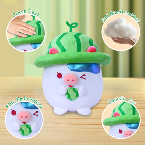 8" Mushroom Watermelon Cow Stuffed Animals - Cute Plushies & Soft Plush Toys, Stuffed Cow Plush for Girls, Fluffie Stuffies Throw Pillow Decoratio...