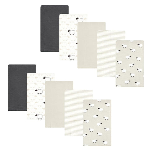 Hudson Baby Unisex Baby Flannel Burp Cloth 10pk, Taupe Sheep, One Size...