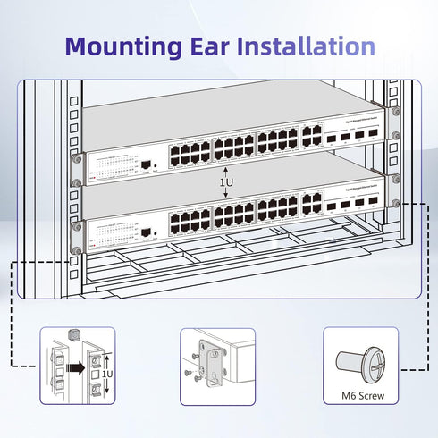 Rack Mount Kit Universal Adjustable 19 Inch Rack Ears for HP/ProCurve/Aruba/OfficeConnect/HPE and Other Switches...