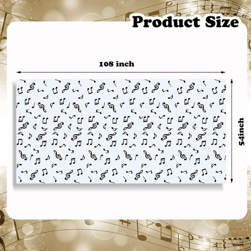 108 x 54 Inch Musical Notes Tablecover Musical Plastic Tablecloth Disposable Table Cover Notes Theme Birthday Party Decoration Supplies(2 Pieces)...