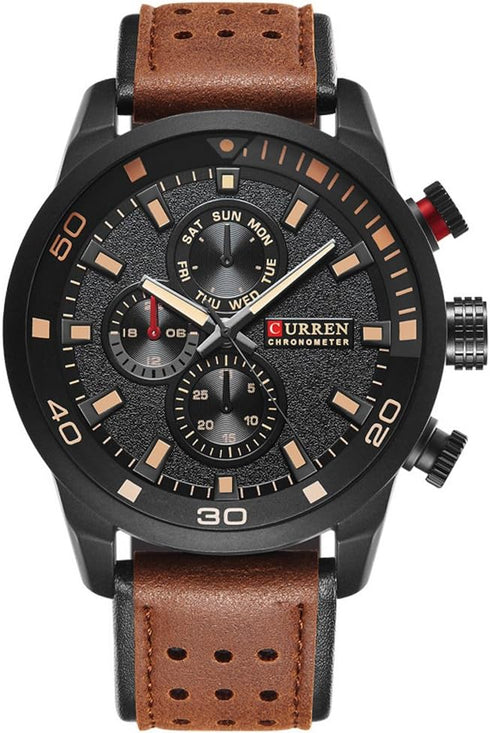 CURREN Men's Sports Waterproof Leather Strap Wrist Watch 8250 (brown)...