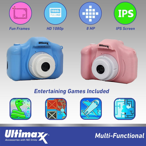 Ultimaxx Essential Kid’s Digital Camera Bundle (Pink) - includes: 32GB microSD Card, High-Speed Memory Card Reader with Internal microSD Slot, Lan...