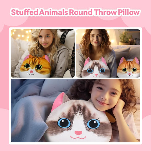 14 Inches Cat Plush Pillow: Cute Front and Back Reversible Design, Soft Stuffed Animal, Ideal Gift for Kids and Adults...