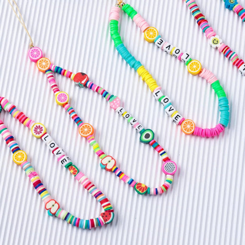 200pcs Mixed Fruit Spacer Beads Smile Face Beads Color Polymer Clay Beads, for DIY Jewelry Bracelet Earring Necklace Craft Making Supplies...