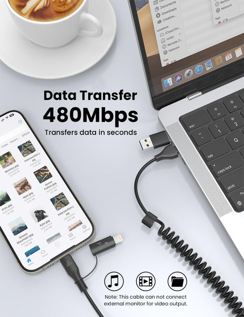 Coiled USB C Cable, 3FT, USB C and Lightning Cable 2 in 1 iPhone 15 Car Charger Cord, 60W Fast Charging Cable for iPhone 15/15 Pro/15 Pro Max, Sam...