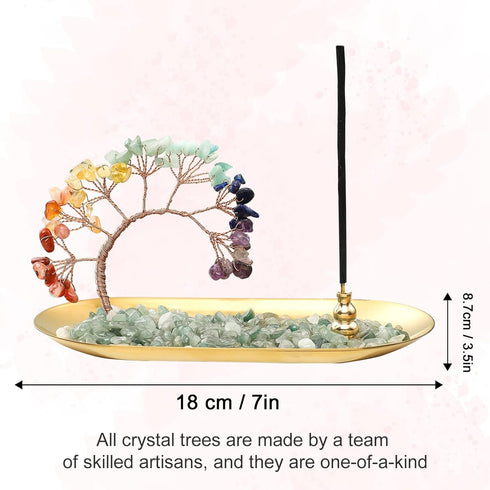 Crystal Incense Burner Holder. 7 Chakra Crystal Incense Sticks Holder. Incense Trays for Wealth and Luck. Healing Crystals Tree of Life. Yoga Medi...