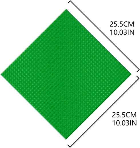 EKIND Self Adhesive Building Brick Plates, 10 inch x 10 inch Base Plates with Adhere for Toy Bricks, STEM Activities & Display Table (2 Pack, Gree...