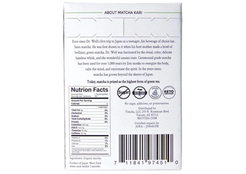 Matcha Green Tea Powder Single Serving Sticks, Dr. Weil's Ceremonial Organic Matcha Powder Singles Packets - Individual Matcha Tea Packets (12)...