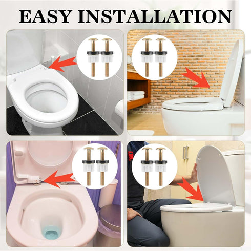 Toilet Seat Screws Sets, 2 Set Heavy Duty Toilet Seat Fastener Hinge Bolt White Plastic Nut with Metal Washers Rubber Sealed Loop, Toilet Hardware...