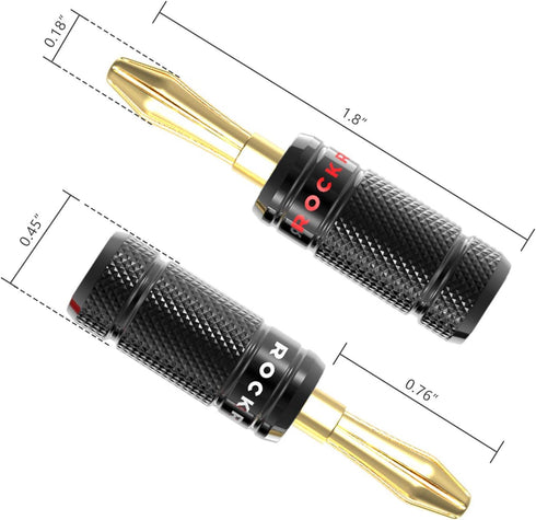 Banana Plugs 6 Pairs / 12 pcs, Dual Closed Screw 24K Gold Plated Banana Connectors for Speaker Wire, Wall Plate, Home Theater, Audio/Video Receive...