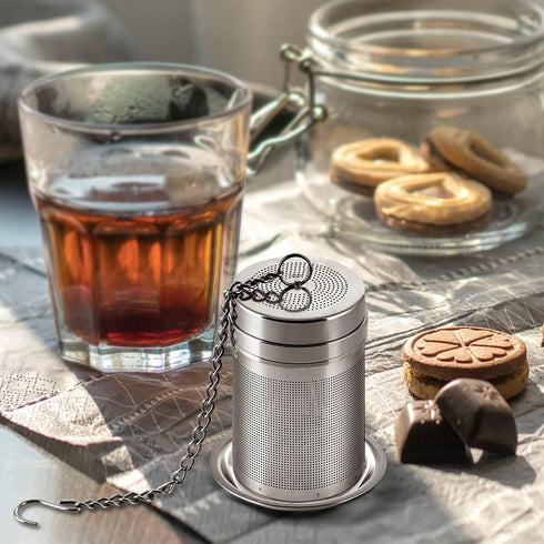 Tea Infuser, Extra Fine Mesh Loose Leaf Tea Steeper for Loose Tea 304 Stainless Steel Tea Strainers with Extended Chain Hook to Brew Loose Leaf Te...