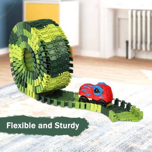 Track Set Toy 48PCS Christmas Birthday Gifts for 3 4 5 6 Year Old Kids Boys Girls Accessories Compatible with Race Track Building Kits...