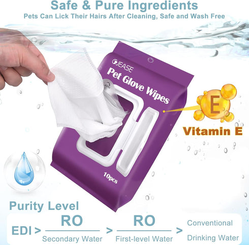GJEASE Pet Cleaning Bathing Wipe Gloves for Dogs & Cats,Extra Thick Nourish Fur Grooming Wipe Gloves for Face and Paws & Butt,Pet Wipe Gloves Clea...