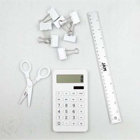 JAM PAPER Desktop Calculator - 10 Digit LCD Display - 3 3/4 x 6 3/4 Inches - White - Sold Individually...