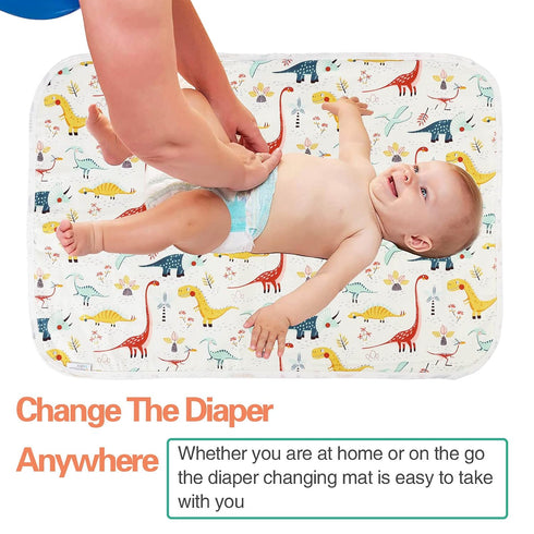 Baby Diaper Changing Pad, 21 5/8" x 31.5" Waterproof Changing Pad Liners 2Pack - Reusable Soft and Absorbent Portable Changing Mat(Dinosaur2PCS)...
