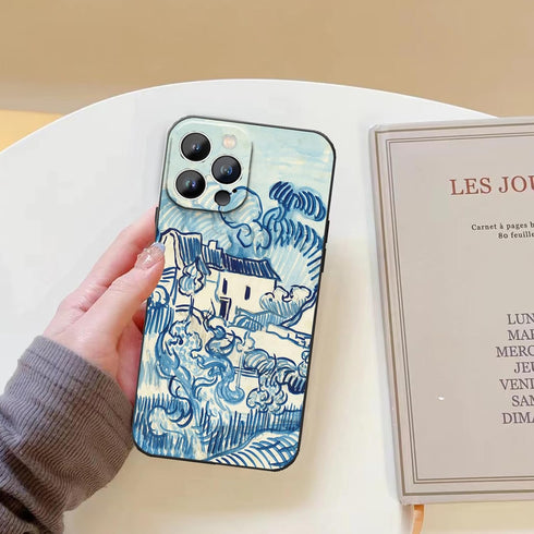 Compatible with iPhone 14 Pro Max Case, Van Gogh Abstract Blue Lines Impression Landscape Phone Case, Aesthetic Vintage Phone Cover...