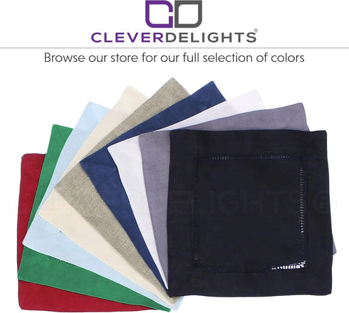 CleverDelights 6" White Cotton Hemstitch Cocktail Napkins - 12 Pack - 100% Cotton...