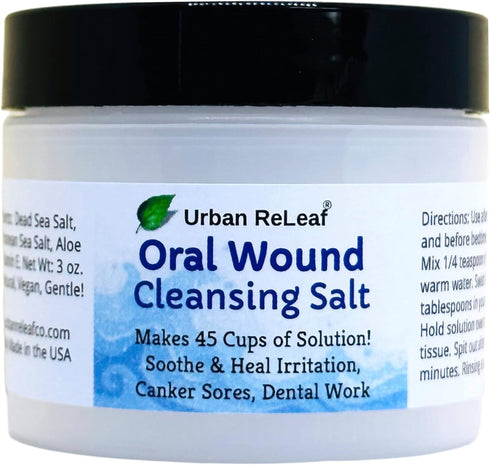 Urban ReLeaf Oral Wound Cleansing Salt ! Makes 45 Cups of Healing Solution. Soothe, Heal Irritation, Dental Work. 100% Natural, Braces, Mouth, Gum...