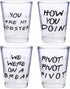 Silver Buffalo Friends Iconic Quotes "You're My Lobster," "How You Doin'" "Pivot," and "We Were On A Break!" 4 Pack Mini Glasses, 1.5 Ounces...