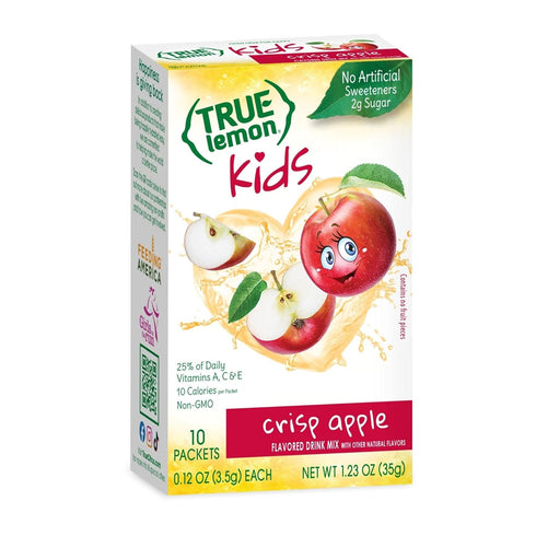 TRUE LEMON KIDS Crisp Apple (10 Packets) - Hydration, No Preservatives, No Artificial Flavors, No Sweeteners - Low Sugar Water Flavoring - Juice P...