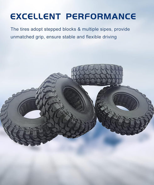 1.0 Tires Micro Soft Rubber Crawler Tires for 1/24 Axial SCX24 90081 AXI00002 Deadbolt, 4Pcs...