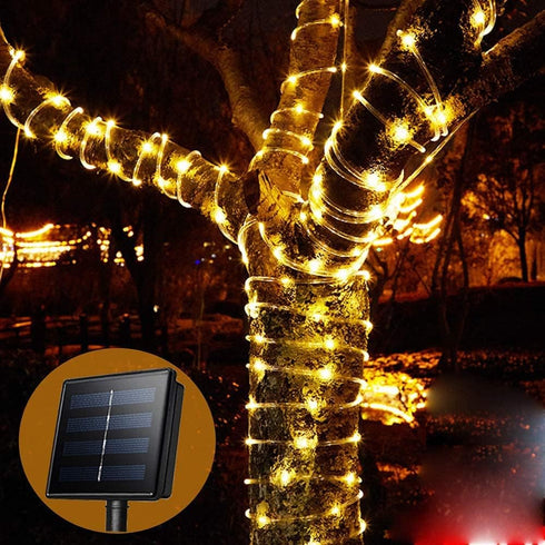 Solar String Lights Rope Lights 33ft 100 LEDs Holiday Christmas Decorations Fairy Lights (Y-H-GZD-WW)...