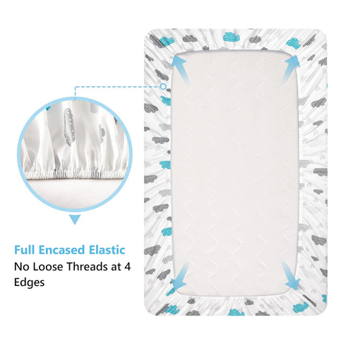 TILLYOU Baby Crib Sheets for Boys Girls, Super Soft Toddler Bed Sheets, 2 Pack Sheets for Standard Crib Mattress 28x52in, Blue Clouds and Stars...