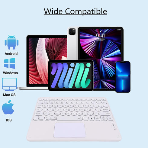 Wireless Bluetooth Keyboard with Touchpad,Portable Ultra Slim 7-Colors Backlit Keyboard,10 inch Rechargeable Keyboard for IPad/IPad Pro, Android T...