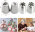 4 PCS Christmas Pastry Icing Piping Nozzles,Special Stainless Steel Russian Piping Tips Set,Cake Decorating Tools(1 Christmas Tree,2 Snowflake,1 L...