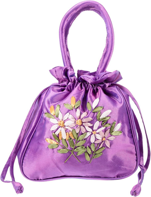 Holibanna Handbags Tote Bags The Tote Bag Purse Drawstring Tote Bag Women Drawstring Handbag Embroidered Handbag Small Drawstring Handbag Embroide...